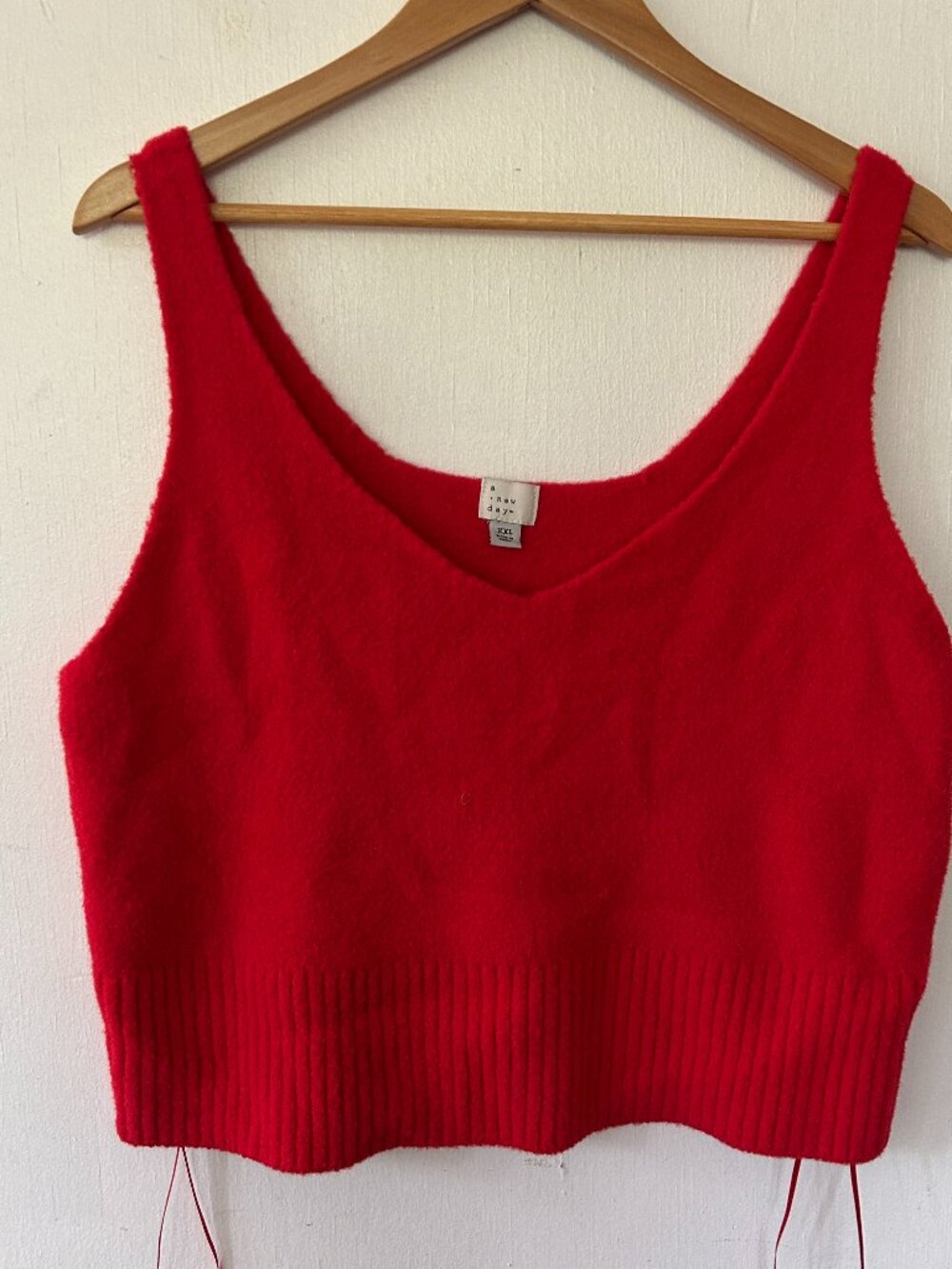 A New Day Knit Tank Top Womens‎ XXL Red V-neck Americana Holiday July 4th